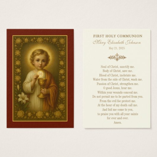 Eerste Communie Jezus Rozen  Visitekaartje (Voorkant /achterkant)
