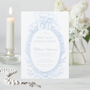 Eerste communie jongen Blauw Wit Heilige Geest Vin Kaart