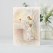 Eerste Communie Jongen Engel Eucharistie Gebedskaa Aankondiging (Staand voorkant)