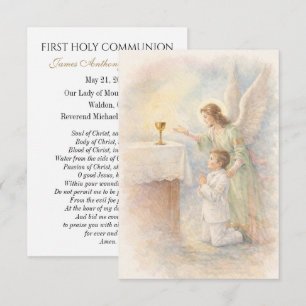 Eerste Communie Jongen Engel Eucharistie Gebedskaa Aankondiging