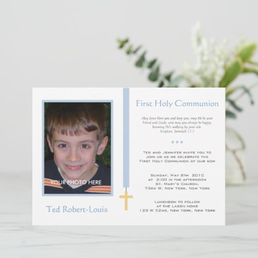 Eerste communie - jongen kaart (Staand voorkant)