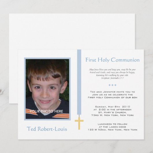 Eerste communie - jongen kaart (Voorkant / Achterkant)