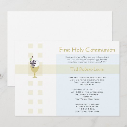 Eerste communie - jongen kaart (Voorkant / Achterkant)