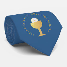Eerste Communie Jongen Klassiek Blauw Nepgouden Ke Stropdas