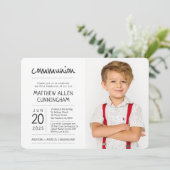 Eerste communie jongen | Modern + Eenvoudige foto Kaart (Staand voorkant)