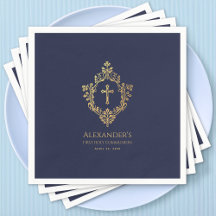 Eerste communie jongen Navyblauw Gouden vintage wa