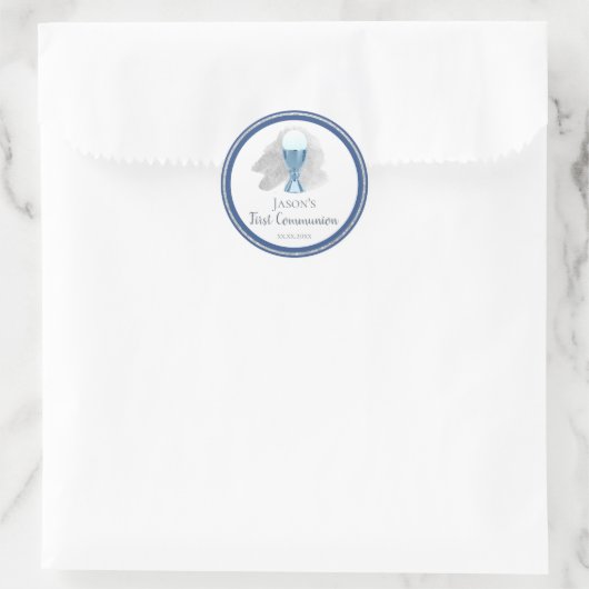 Eerste communie - jongen ronde sticker (Tas)