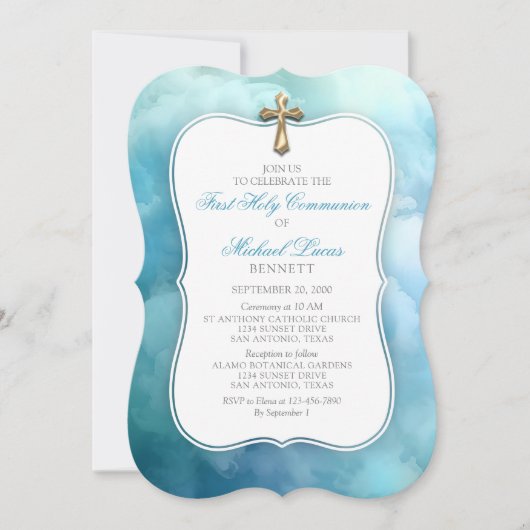 Eerste communie jongens uitnodiging (Voorkant)