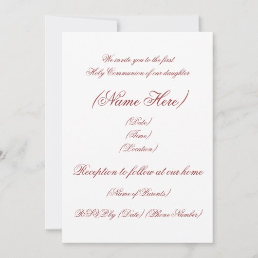 Eerste communie kaart (Achterkant)