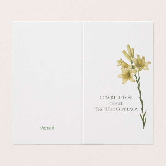 Eerste Communie Kaart met Afbeelding van Lily door (Buitenkant ongevouwen)