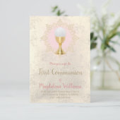 Eerste Communie katholiek meisje Kaart (Staand voorkant)