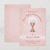 Eerste Communie Katholiek meisje roze Kaart (Voorkant / Achterkant)