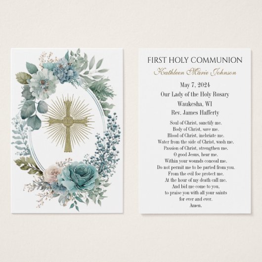 Eerste Communie Katholieke Herinnering Heilige Kaa Visitekaartje (Voorkant /achterkant)