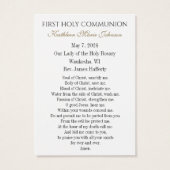 Eerste Communie Katholieke Herinnering Heilige Kaa Visitekaartje (Achterkant)
