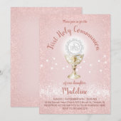 Eerste Communie katholieke meisje roze Kaart (Voorkant / Achterkant)