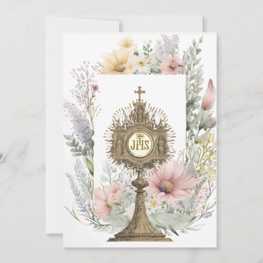 Eerste Communie Katholieke Monstrans Bloemen Kaart (Achterkant)
