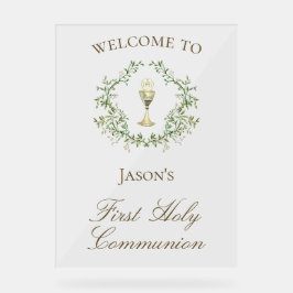 Eerste Communie kelk crest groen Acryl Bord