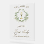 Eerste Communie kelk crest groen Acryl Bord (Hoek)