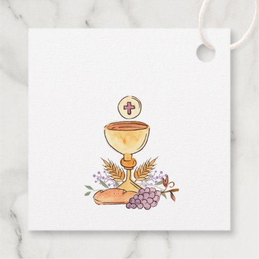 Eerste communie kelk, druiven, tarwe bedankjes labels (Achterkant)