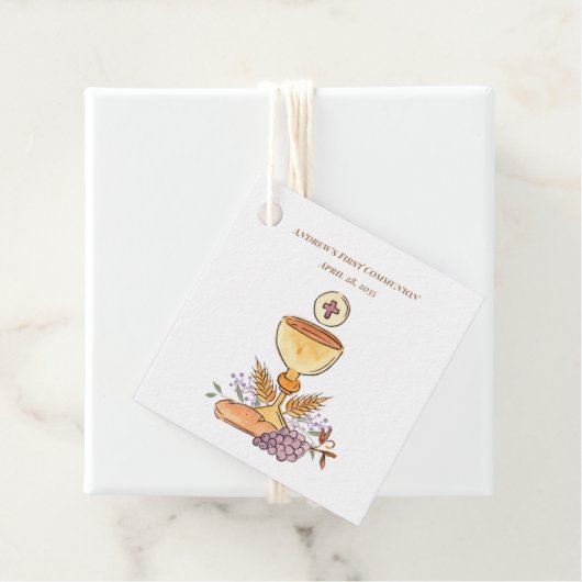 Eerste communie kelk, druiven, tarwe bedankjes labels (In situ)