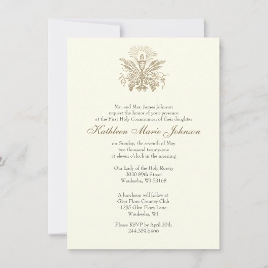 Eerste Communie Kelk Host Roos Bloemen Kaart (Achterkant)