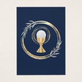 Eerste Communie klassieke blauwe herinneringskaart Visitekaartje (Voorkant)