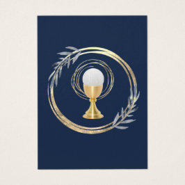 Eerste Communie klassieke blauwe herinneringskaart Visitekaartje