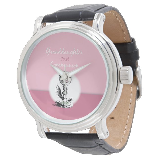 Eerste Communie kleindochter roze, kelk Horloge (Gekanteld)