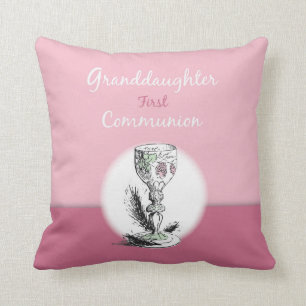 Eerste Communie kleindochter roze, kelk Kussen