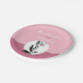 Eerste Communie kleindochter roze, kelk Papieren Bordje