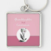 Eerste Communie kleindochter roze, kelk Sleutelhanger (Voorkant)