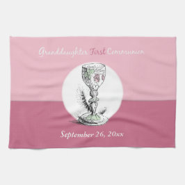 Eerste Communie kleindochter roze, kelk Theedoek