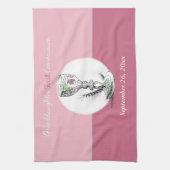 Eerste Communie kleindochter roze, kelk Theedoek (Verticaal)