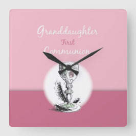 Eerste Communie kleindochter roze, kelk Vierkante Klok