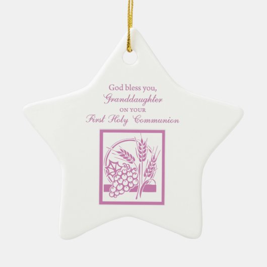 Eerste communie kleindochter, Roze Keramisch Ornament (Voorkant)