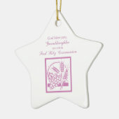 Eerste communie kleindochter, Roze Keramisch Ornament (Links)