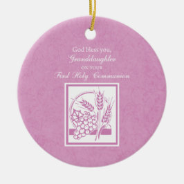 Eerste communie kleindochter, Roze Keramisch Ornament