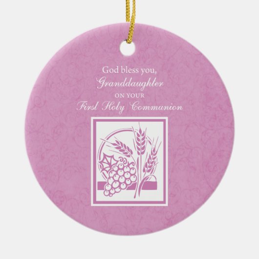Eerste communie kleindochter, Roze Keramisch Ornament (Voorkant)