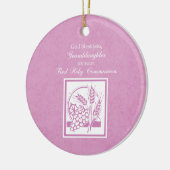 Eerste communie kleindochter, Roze Keramisch Ornament (Links)