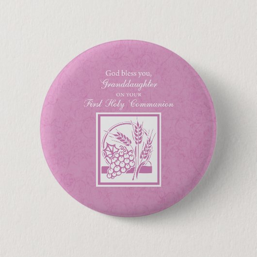 Eerste communie kleindochter, Roze Ronde Button 5,7 Cm (Voorkant)