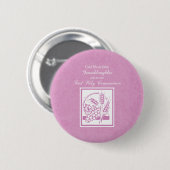 Eerste communie kleindochter, Roze Ronde Button 5,7 Cm (Voorkant /achterkant)