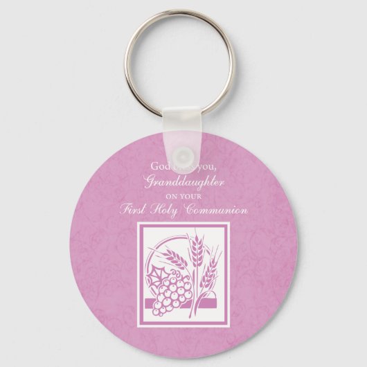 Eerste communie kleindochter, Roze Sleutelhanger (Voorkant)
