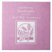 Eerste communie kleindochter, Roze Tegeltje (Voorkant)
