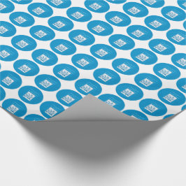 Eerste communie kleinkind blauw, tarwe, druiven cadeaupapier