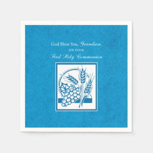 Eerste communie kleinkind Blauw, Tarwe, Druiven Servetten