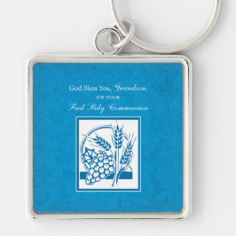 Eerste communie kleinkind Blauw, Tarwe, Druiven Sleutelhanger