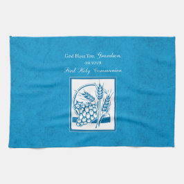 Eerste communie kleinkind Blauw, Tarwe, Druiven Theedoek