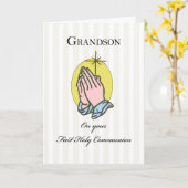 Eerste Communie Kleinzoon Felicitaties Kaart (Gele Bloem)