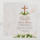 Eerste Communie Koperkruis Calla Lelies Marmer Kaart (Voorkant / Achterkant)