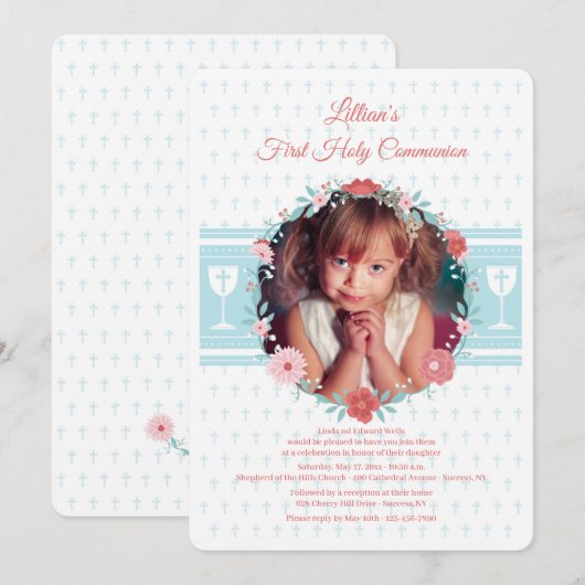 Eerste communie krans foto kaart (Voorkant / Achterkant)